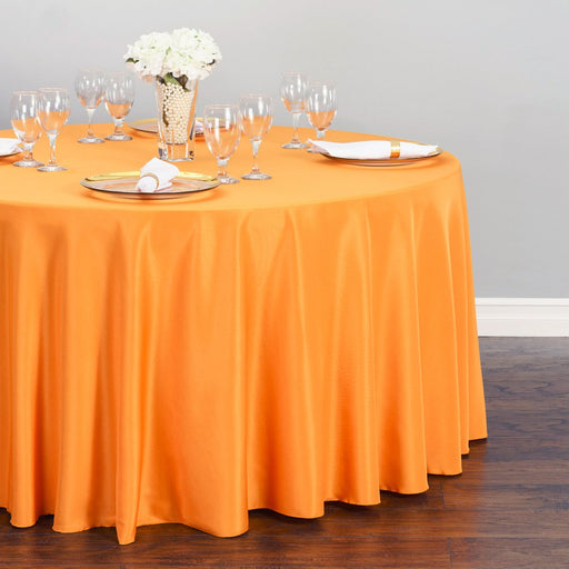 Bargain 132 In. Round Polyester Tablecloth Orange