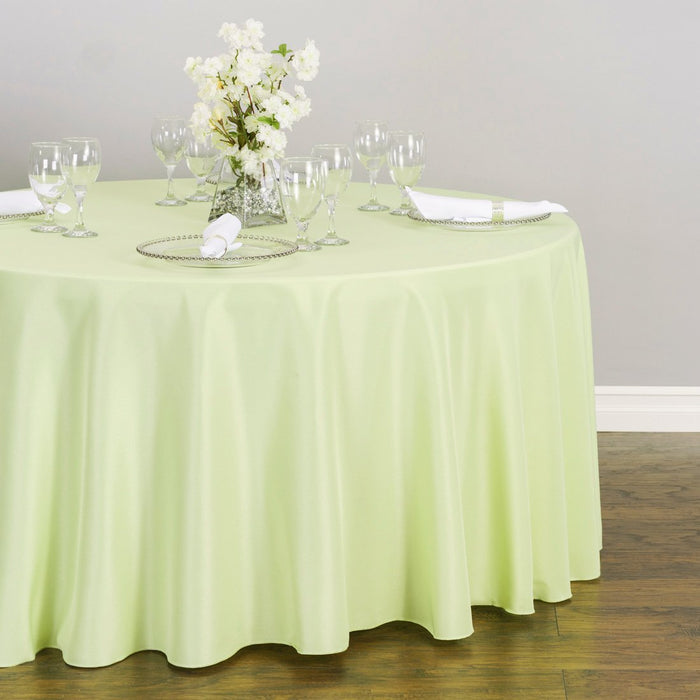 132 in. Round Polyester Tablecloth Tea Green