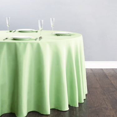 132 in. Round Polyester Tablecloth Tea Green