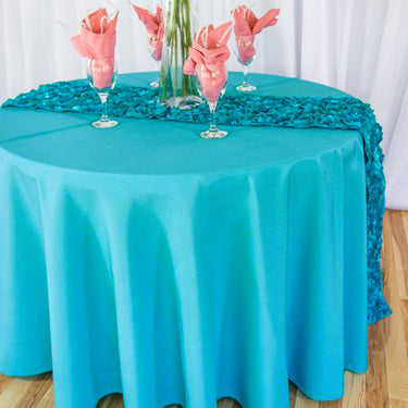 Bargain 108 In. Round Polyester Tablecloth Turquise