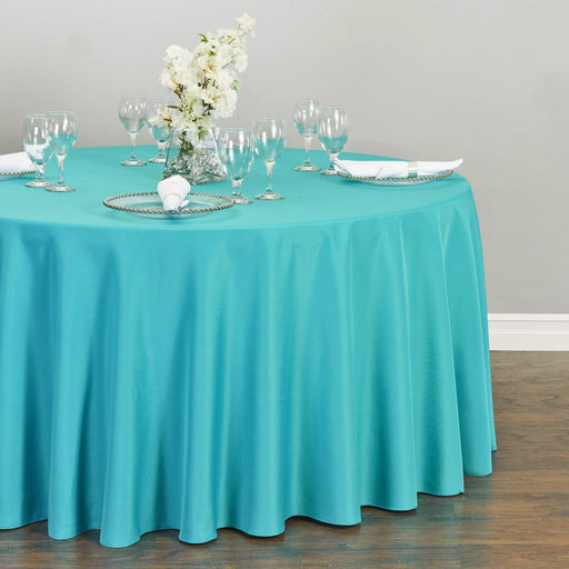 120 in. Round Polyester Tablecloth Turquoise