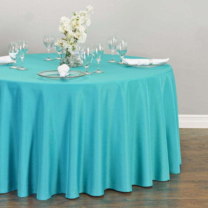 120 in. Round Polyester Tablecloth Turquoise