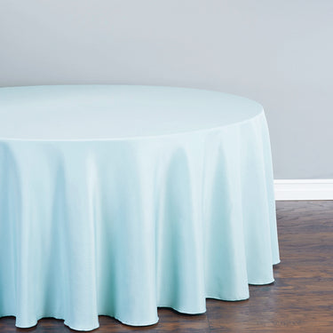 Bargain 108 In. Round Polyester Tablecloth Baby Blue