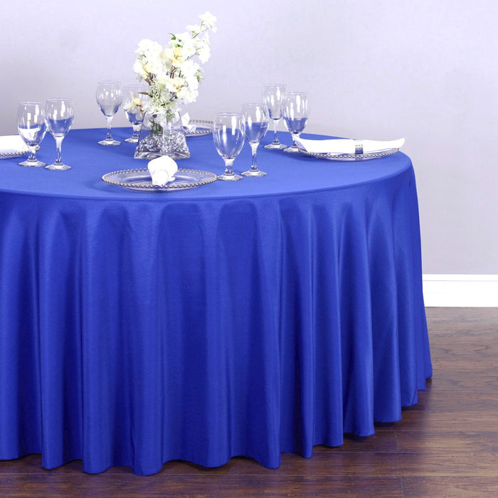 Bargain 120 In. Round Polyester Tablecloth Royal Blue
