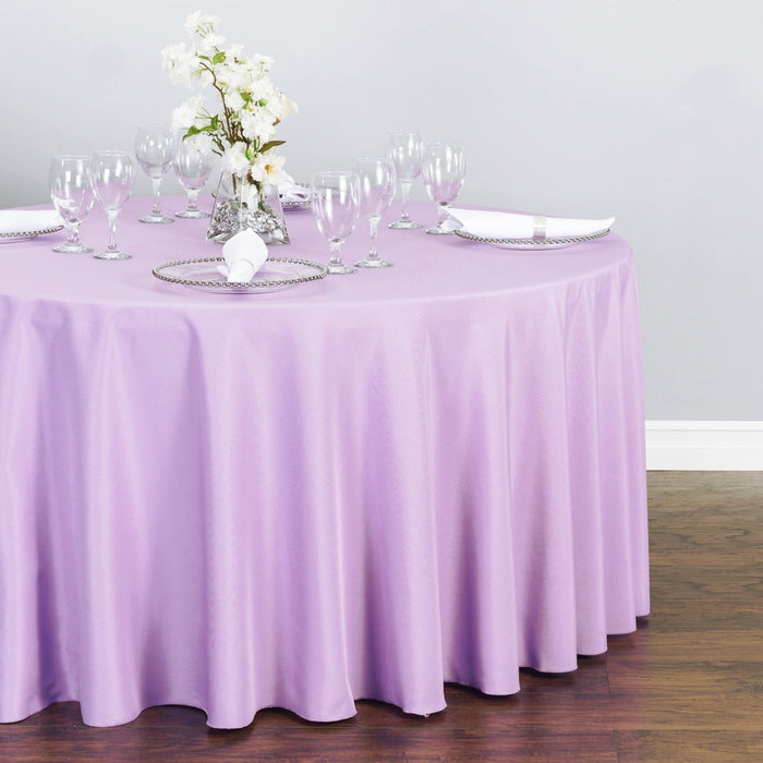 Bargain 120 In. Round Polyester Tablecloth Lavender