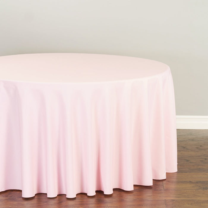 Bargain 108 In. Round Polyester Tablecloth Pink