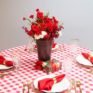 Bargain 120 in. Round Polyester Tablecloth Red and White Checkered