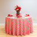 108 in. Round Polyester Tablecloth Red & White Checkered