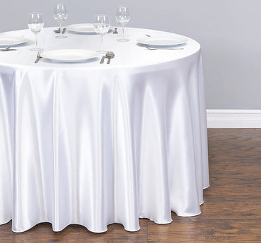 108 in. Round Satin Tablecloth White