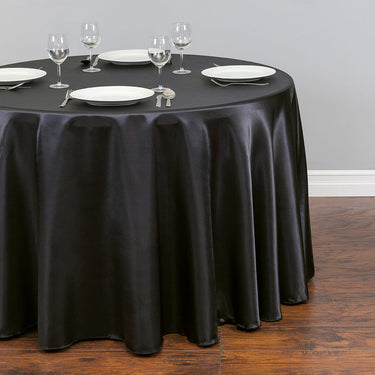 Bargain 108 In. Round Satin Tablecloth Black