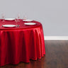 Bargain 108 in. Round Satin Tablecloth Red