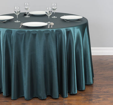 Bargain 108 In. Round Satin Tablecloth Hunter Green