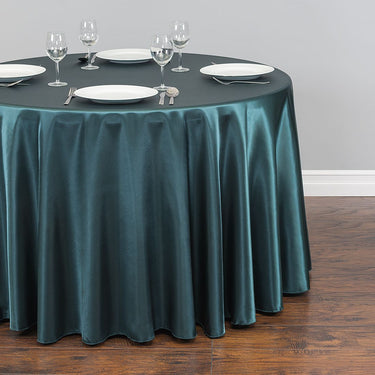 Bargain 108 In. Round Satin Tablecloth Hunter Green