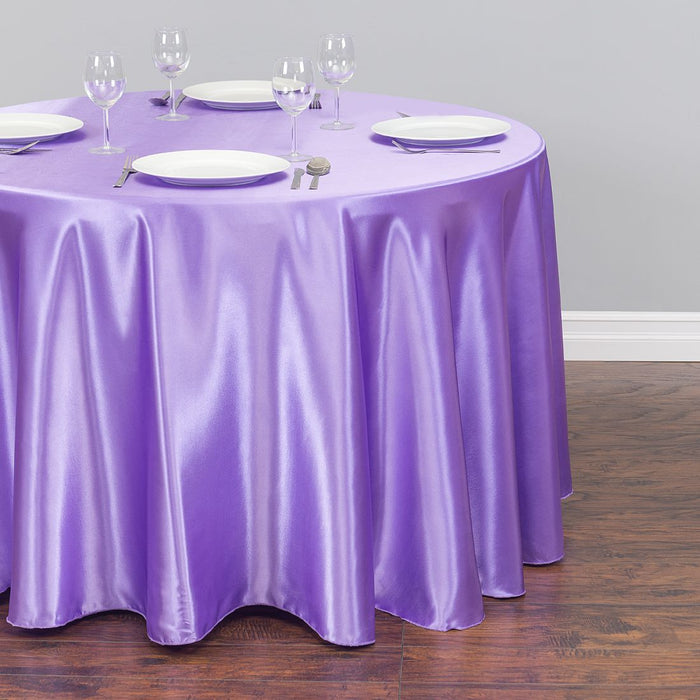 108 in. Round Satin Tablecloth Lavender