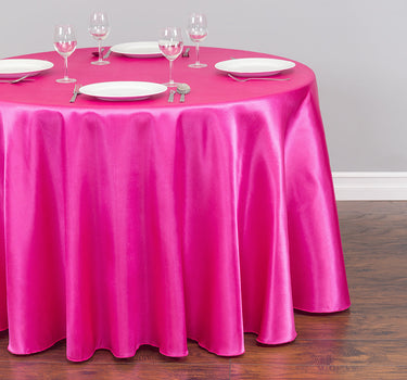 Bargain 108 In. Round Satin Tablecloth Fuchsia