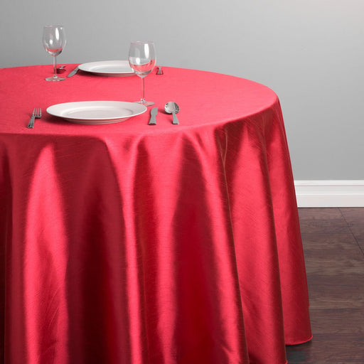 108 in. Round Shantung Silk Tablecloth Red