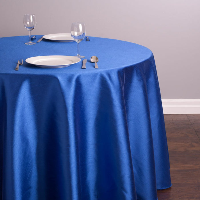 108 in. Round Shantung Silk Tablecloth Royal Blue