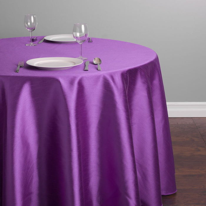 108 in. Round Shantung Silk Tablecloth Purple