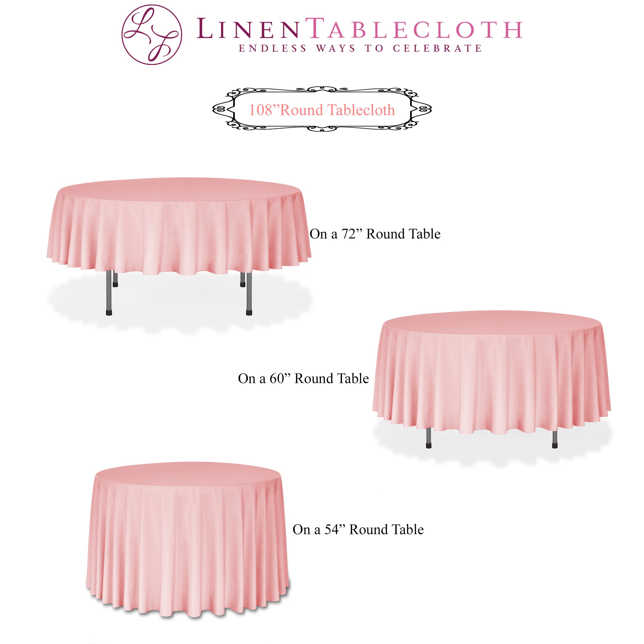 108 In Round Polyester Tablecloth 30 Colors — Linentablecloth 5652