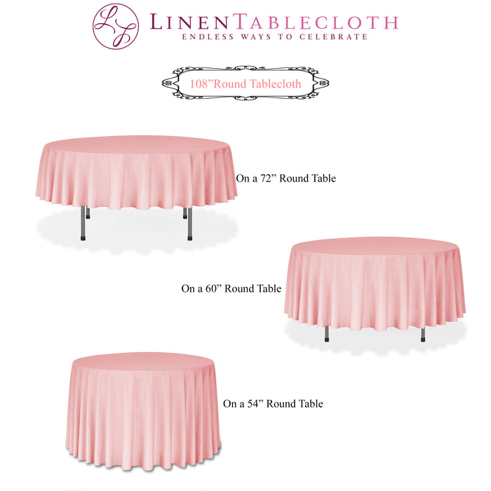 108 in. Round Polyester Tablecloth (30 Colors)