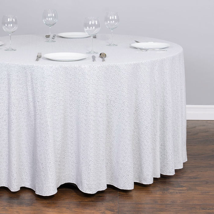 120 in. Round Sequin Tablecloth White