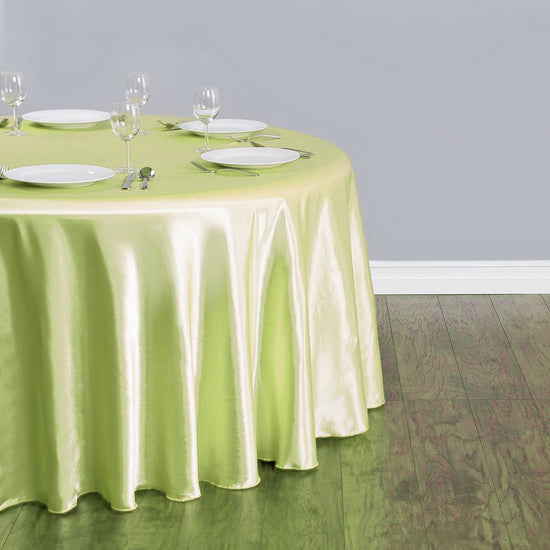 108 in. Round Satin Tablecloth Tea Green