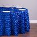 118 in. Round Rosette Satin Tablecloth Royal Blue