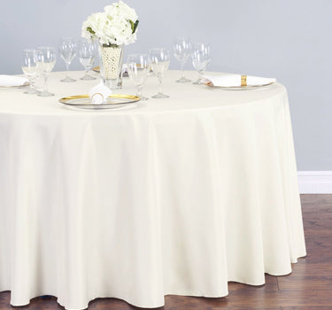 Bargain 108 In. Round Polyester Tablecloth Ivory