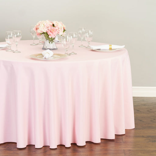 Bargain 120 in. Round Polyester Tablecloth Pink