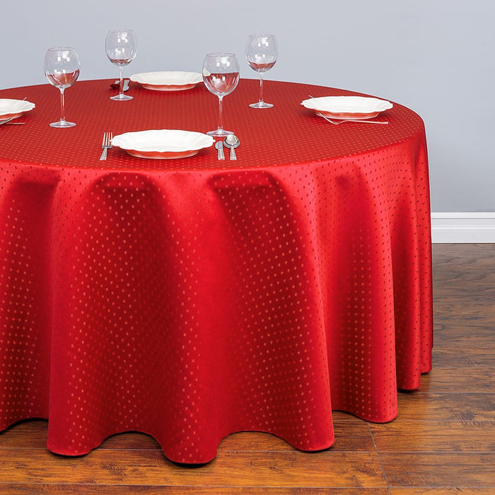 108 in. Round Square-Point Damask Tablecloth (5 Colors)