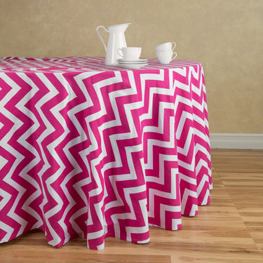120 in. Chevron Round Cotton Tablecloth (6 Colors)