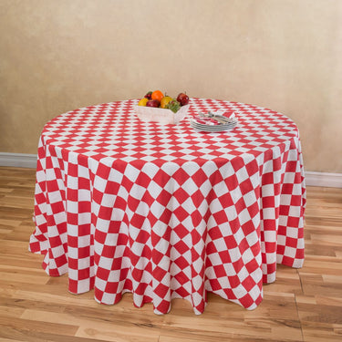 120 in. Checkered Round Cotton Tablecloth (2 Colors)