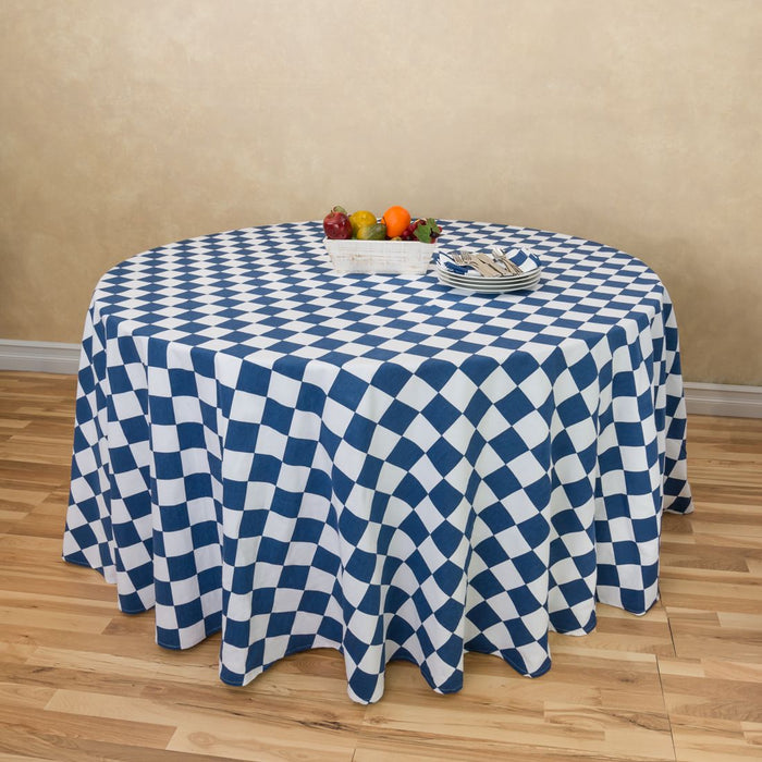 120 in. Checker Board Round Cotton Tablecloth (3 Colors)