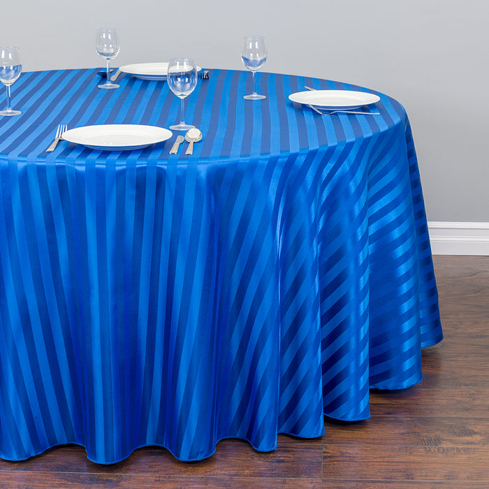 Bargain 120 in. Round Striped Satin Tablecloth (4 Colors)