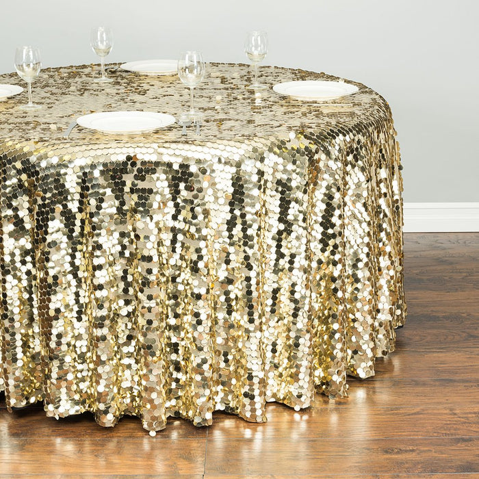120 in. Round Payette Sequin Tablecloth (7 Colors)