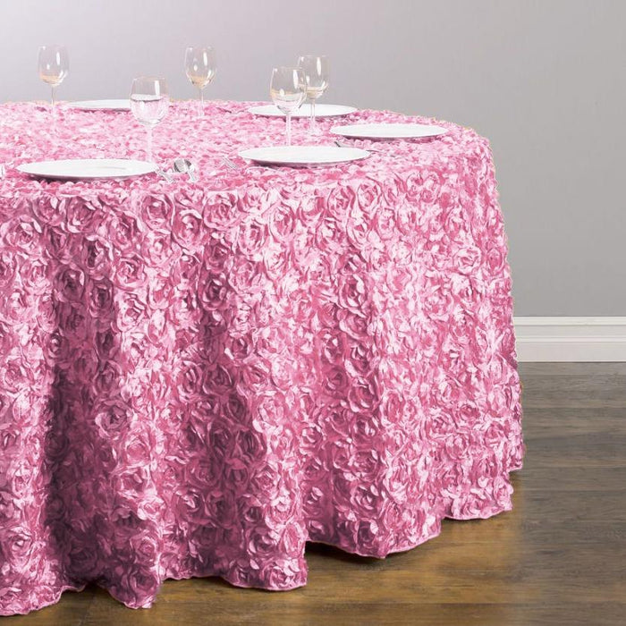 118 in. Round Rosette Satin Tablecloth (11 Colors)