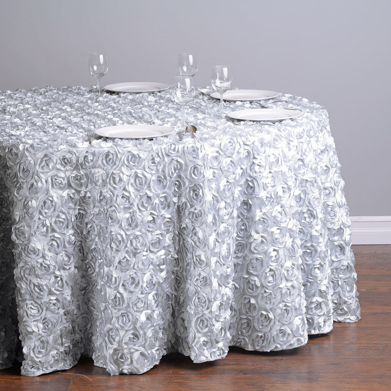 SILVER 132 Inch ROSETTE ROUND Tablecloths main image 0