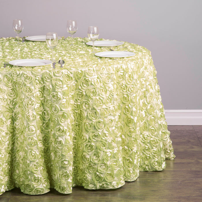 130 in. Round Rosette Satin Tablecloth (9 Colors)