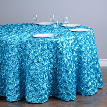 130 in. Round Rosette Satin Tablecloth (9 Colors)