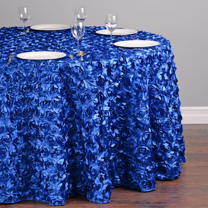 130 in. Round Rosette Satin Tablecloth (9 Colors)