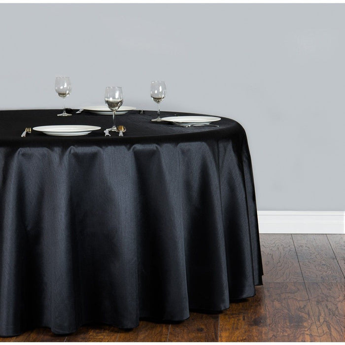108 in. Round Shantung Silk Tablecloth Black