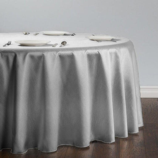 108 in. Round Shantung Silk Tablecloth Silver