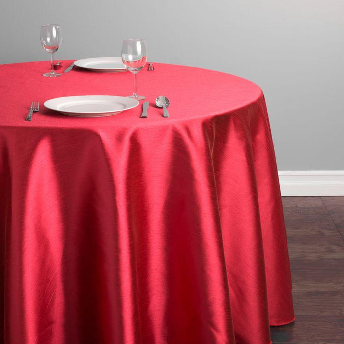118 in. Round Shantung Silk Tablecloth Red