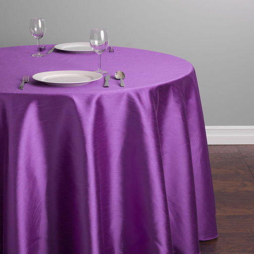 118 in. Round Shantung Silk Tablecloth Purple