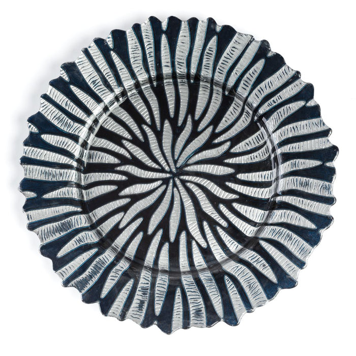 Navy Blue & Silver Halley Glass Charger Plate 4/Pack