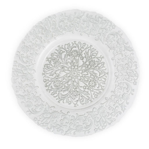 Silver Baroque Glass Charger Plate 4/Pack