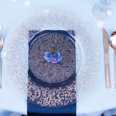 Baroque Glass Charger Plate 4/Pack (2 Colors)