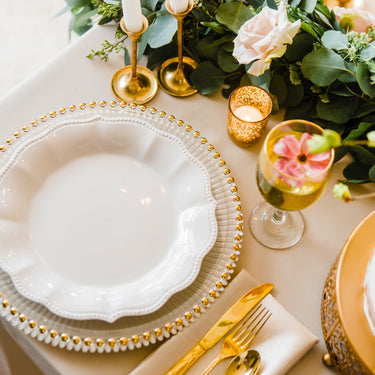 Gold Beaded Clear Glass Charger Plate 4/Pack