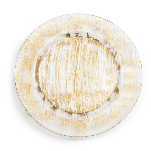 Gold Metallic Brushed Glass Charger Plate 4/Pack