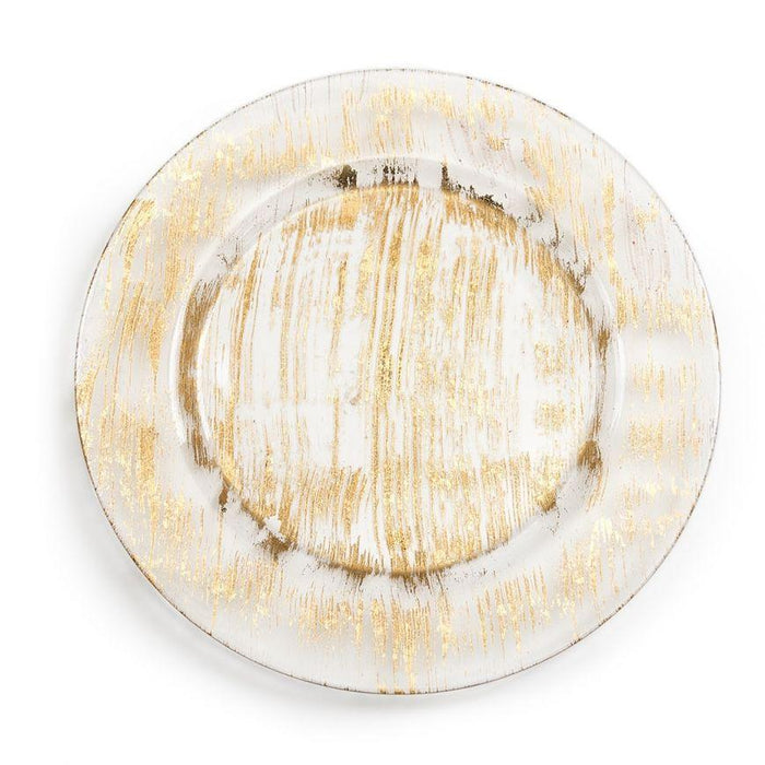 Gold Metallic Brushed Glass Charger Plate 4/Pack